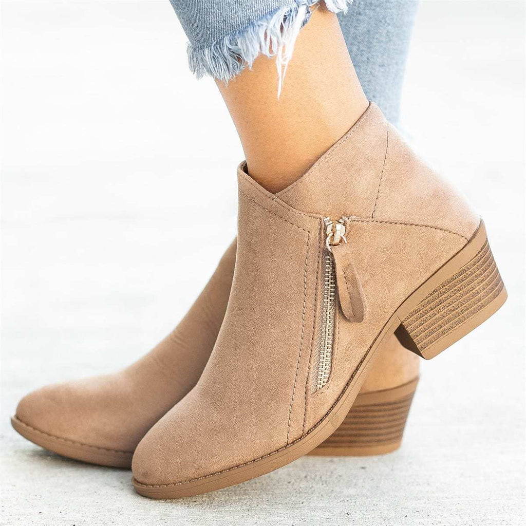 Damen Stiefeletten mit raffiniertem Reißverschluss und komfortablem Blockabsatz WW