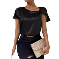 WW | Satin Twist einfarbiger lockerer vielseitiger Top