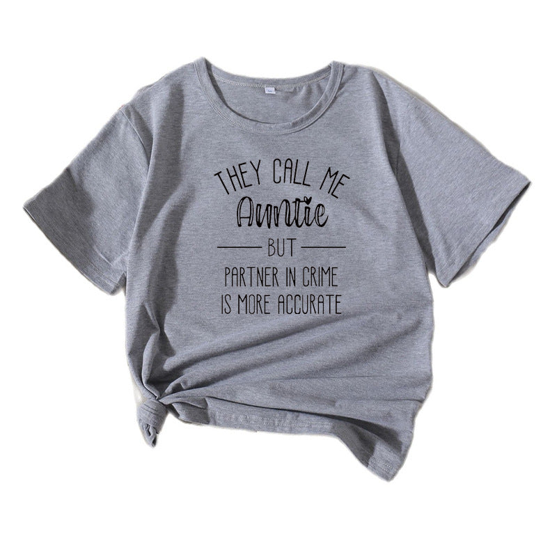 Frauen Verspielt Tante Grafik T-Shirt WW