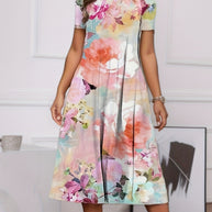 WW | Floraler Print Frühling Sommer Kurzarmkleid