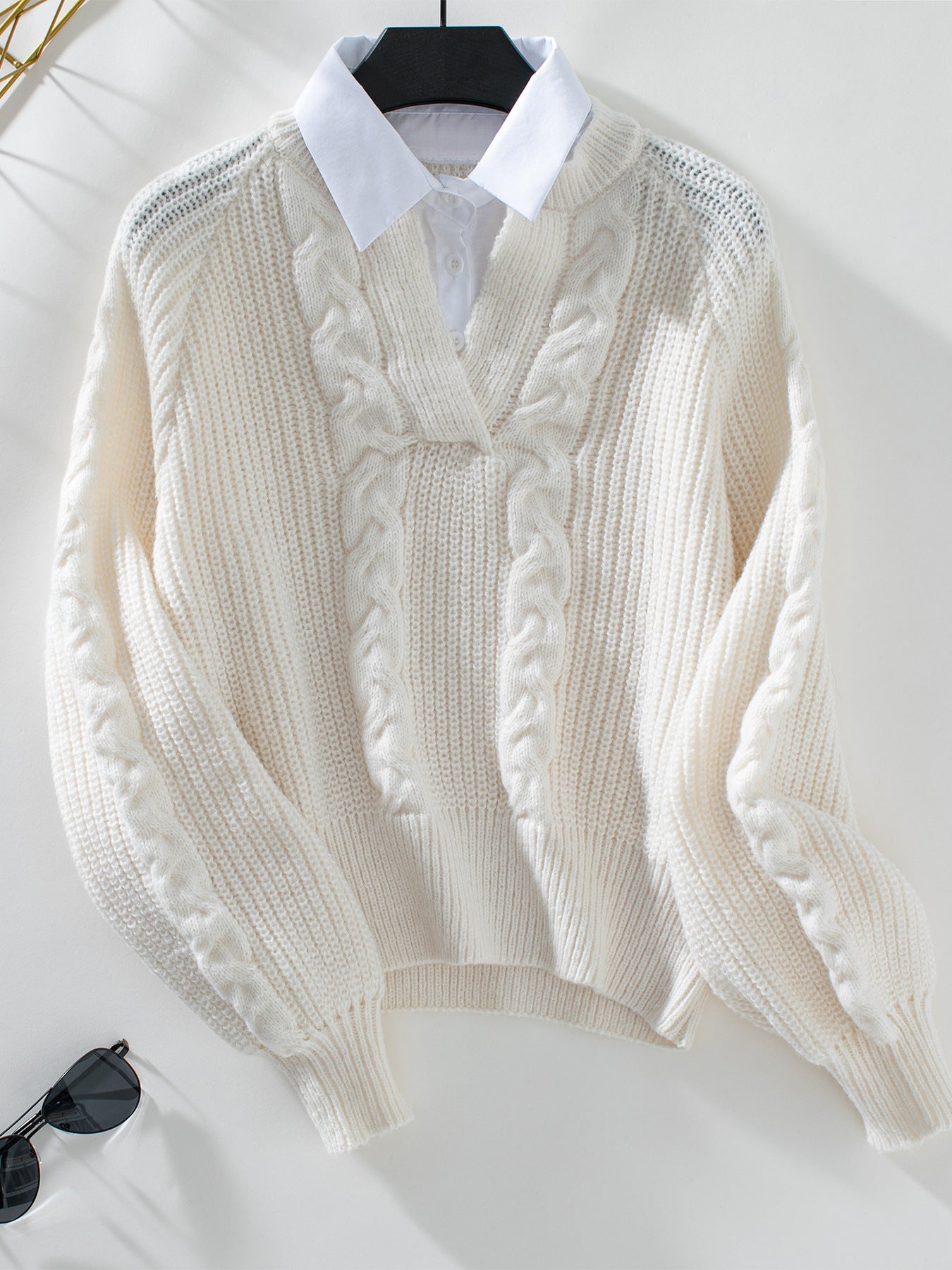 Damen Strickpullover mit stylischem Kragen WW