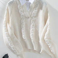 Damen Strickpullover mit stylischem Kragen WW