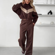 Damen sportlicher Fleece-Loungewear-Anzug mit Reißverschluss WW