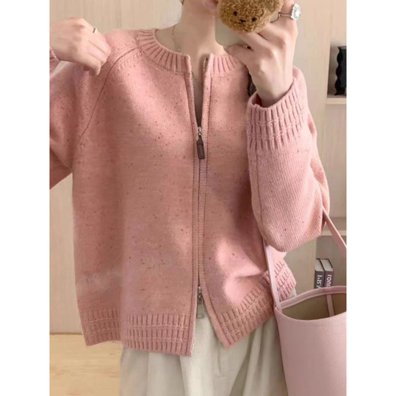 Damen Strickjacke mit einem modernen Reißverschluss und gerippten Abschlüssen WW