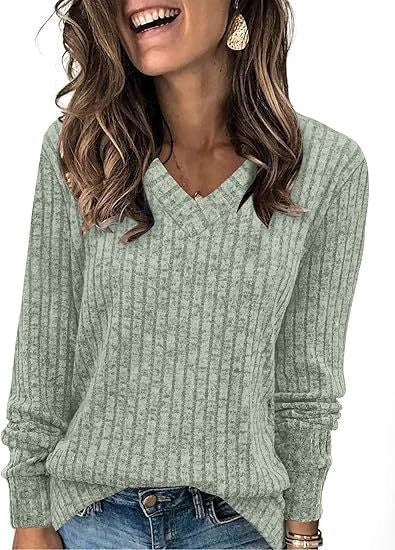 Damen Strickpullover mit V-Ausschnitt und strukturiertem Rippendesign WW