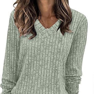 Damen Strickpullover mit V-Ausschnitt und strukturiertem Rippendesign WW