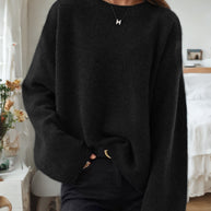 Damen Bequemer Strickpullover mit lässigem Schnitt und weitem Arm WW