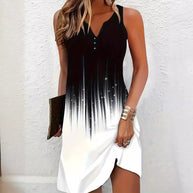 Damen Sommerkleid mit raffiniertem Farbverlauf und Knopfdetails WW