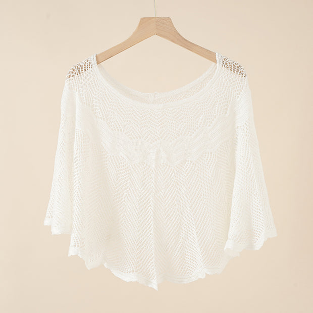 Damen luftiger Strickponcho im modernen Design WW