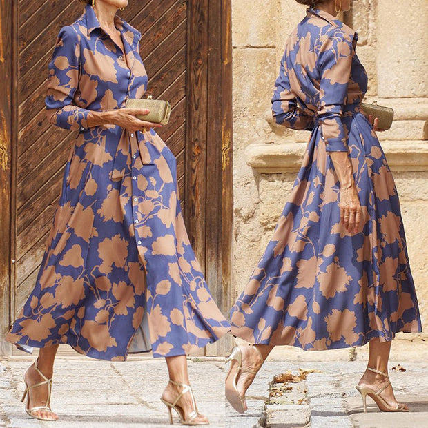 Damen Hemdblusenkleid mit floralem Muster und modernem Schnitt WW