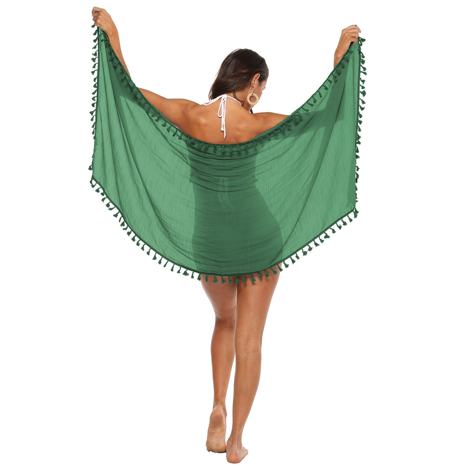 Damen Strandtuch mit verspieltem Quastenbesatz WW