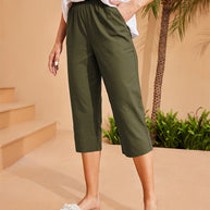 Damen bequeme Leinen-Hose mit elastischem Bund W&W