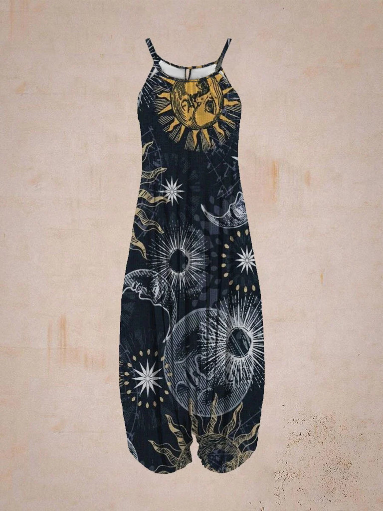 Damen luftiger Jumpsuit mit astralem Print WW