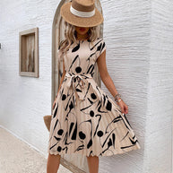 Damen Midikleid mit angesagtem geometrischem Mustermix und taillierbarem Gürtel WW