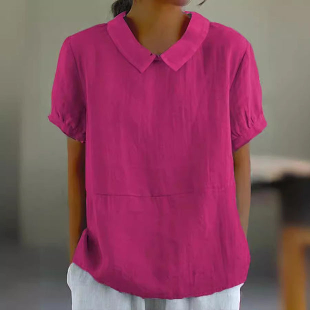 Damen Bio-Leinen Bluse mit Kragen WW