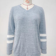 Damen Sportliches Langarmshirt mit V-Ausschnitt und Streifen-Details WW