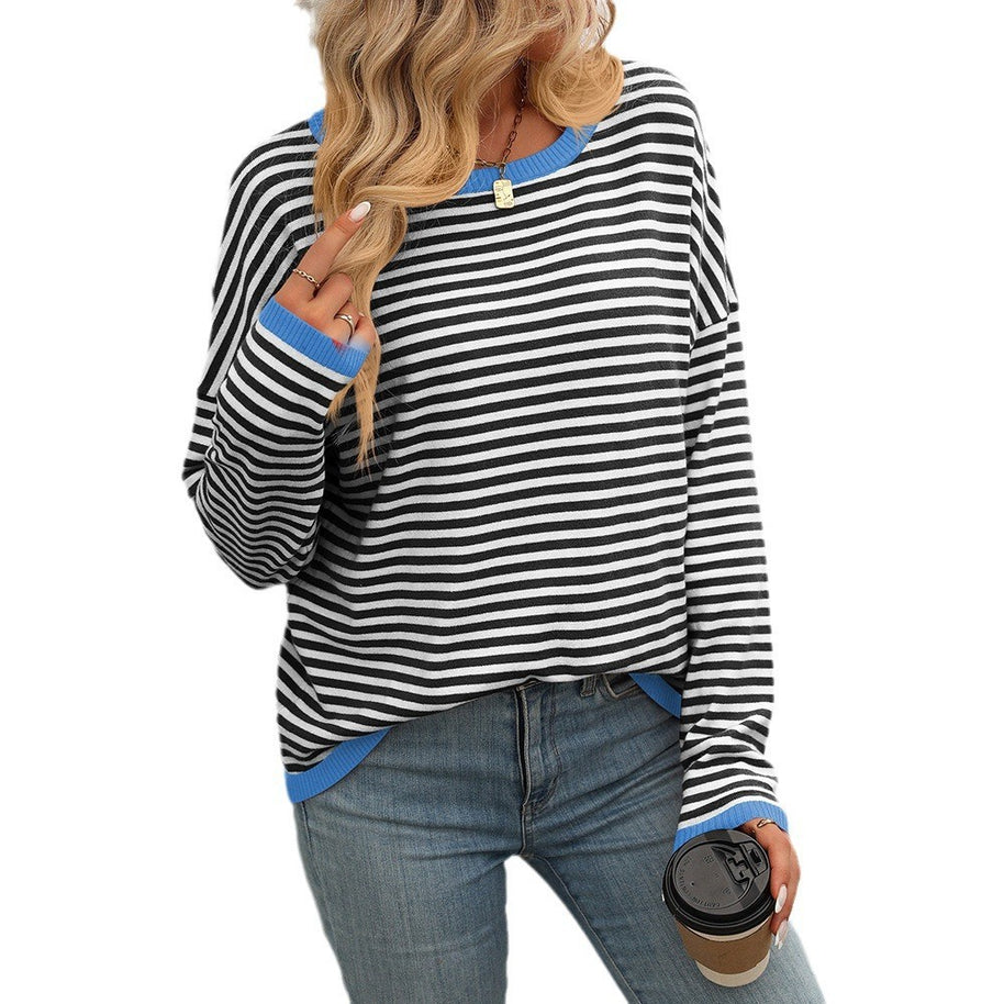Damen lässiger gestreifter Pullover WW