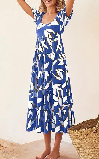Damen Maxikleid mit Rüschendesign und floralem Muster W&W Mode