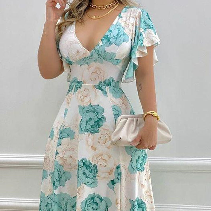 Damen Maxikleid mit floralem Design W&W Mode