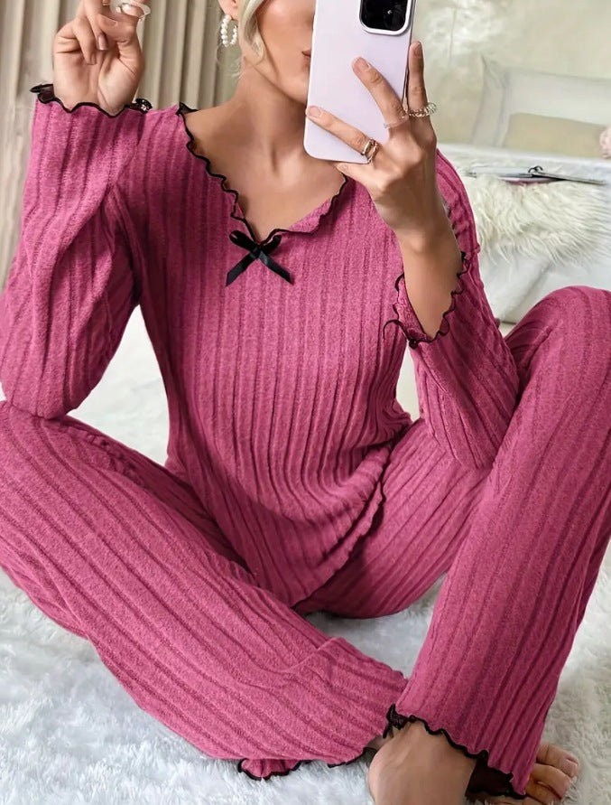 Damen Schlafanzug im eleganten Rippdesign WW