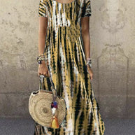 WW | Kurzarm Gemustertes Maxikleid