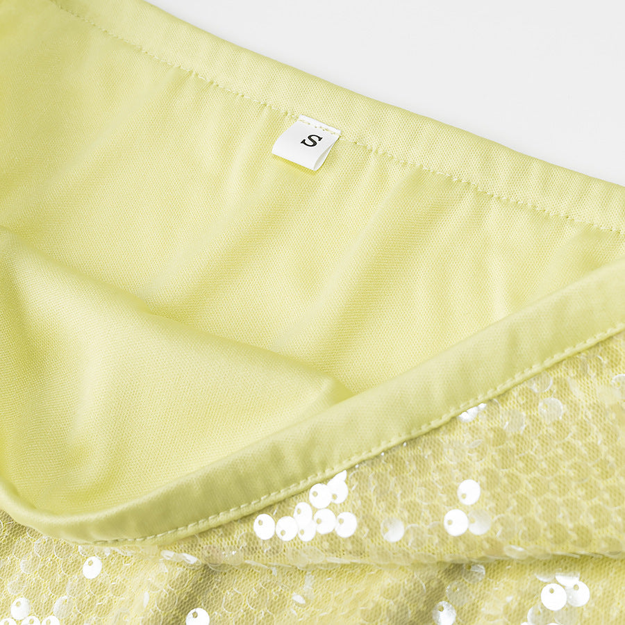 Damen Glitzernder Minirock mit schimmernden Pailletten und elastischem Bund WW