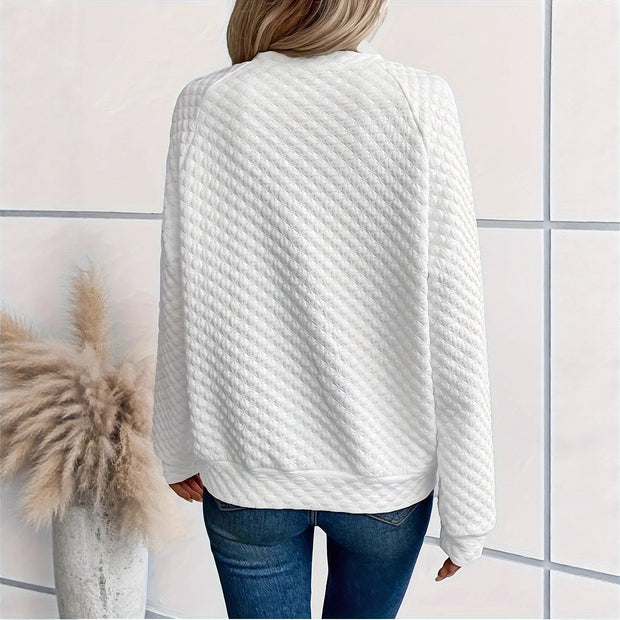 Damen Strickpullover mit strukturiertem Muster und modischem V-Ausschnitt WW