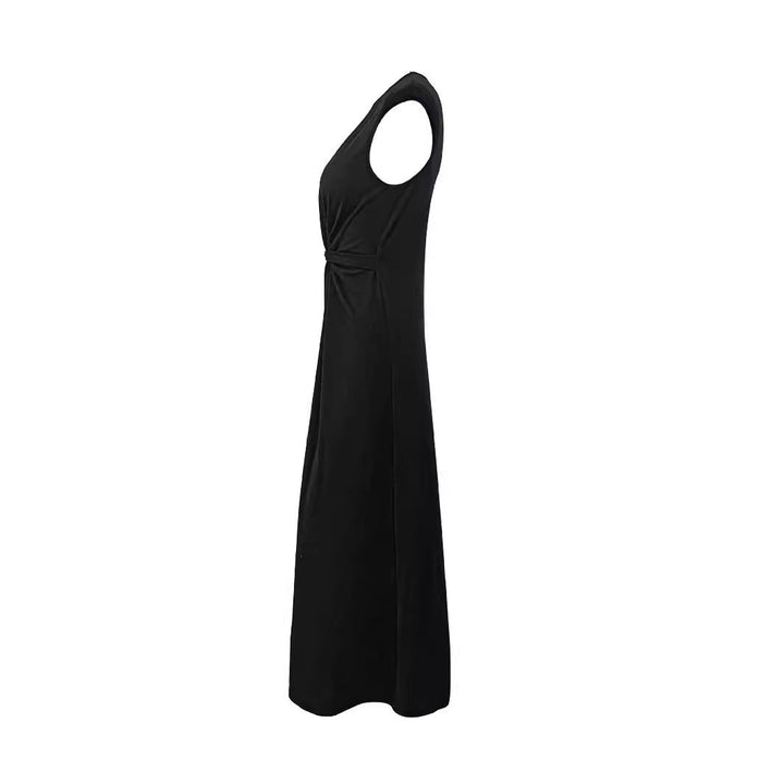 Damen Maxikleid mit Rundhalsausschnitt und gerafftem Oberteil