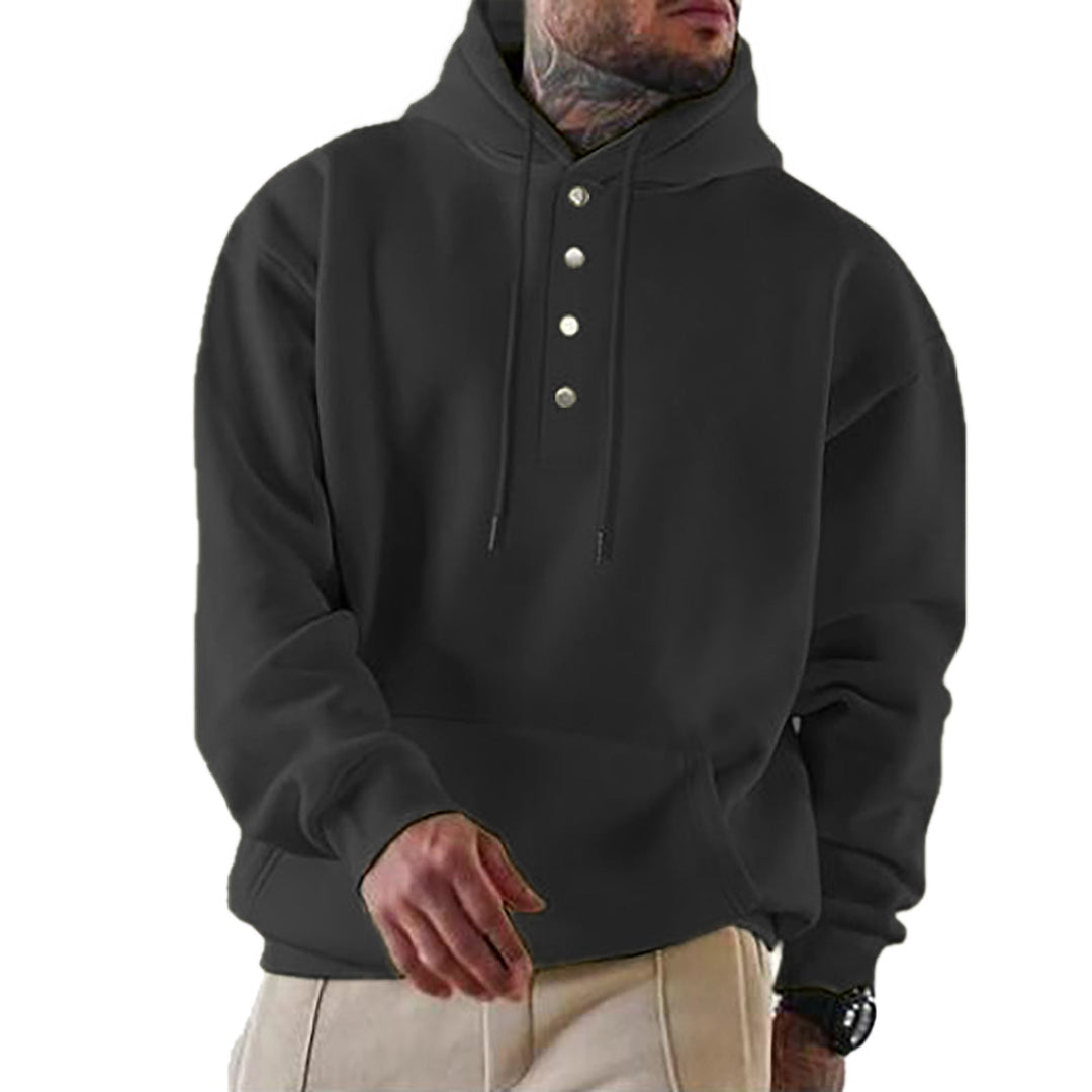 Herren Kapuzenpullover mit Knopfleiste und lässigem Schnitt W&W Mode