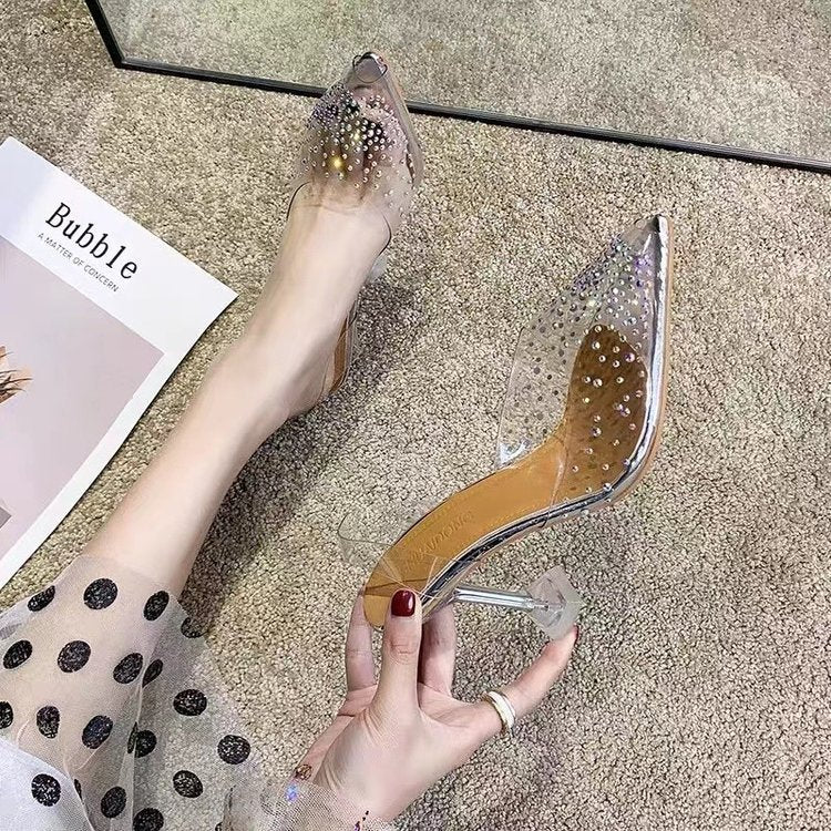 Damen Transparente Pumps mit eleganter Glitzer-Applikation W&W