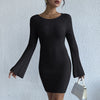 Schwarzes langes Strickkleid