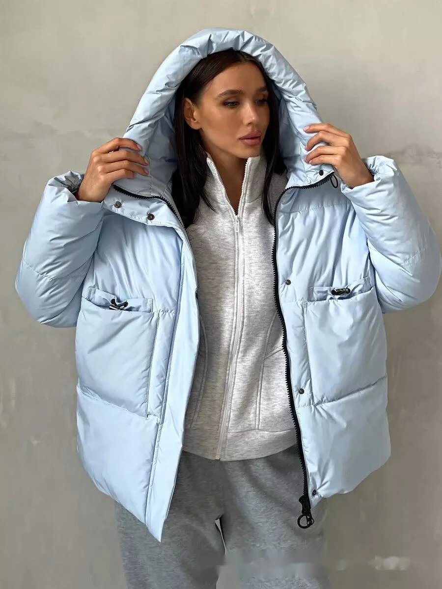 Damen Sportliche Winterjacke mit hohem Kragen und praktischen Taschen WW
