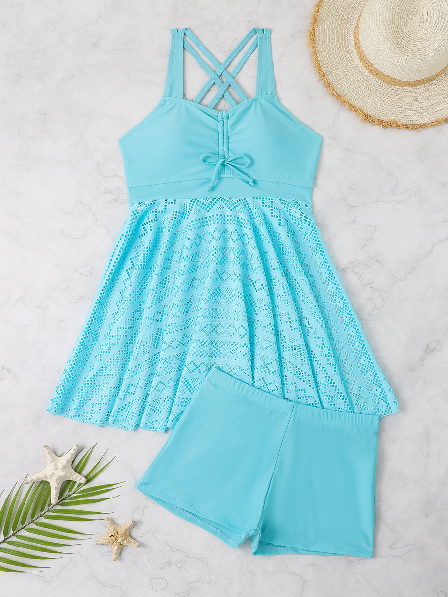 Damen Badekleid mit integrierten Shorts und raffinierten Trägerdetails WW
