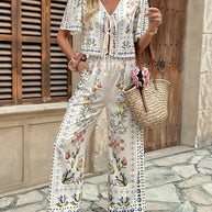 Damen Sommerliches Blumendruck-Set WW