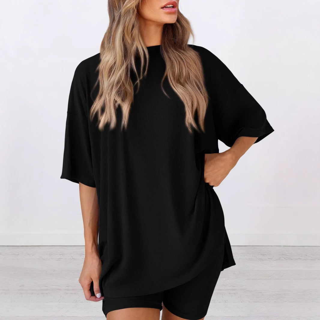 Damen Bequeme Oversized T-Shirt mit Seitenschlitzen WW