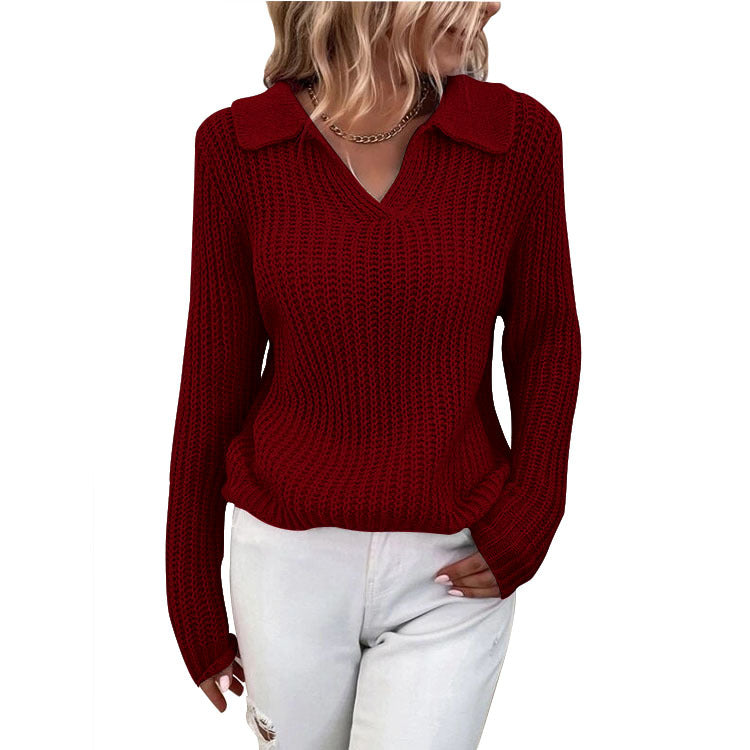 Damen Strickpullover mit strukturiertem Design und modernem V-Ausschnitt WW