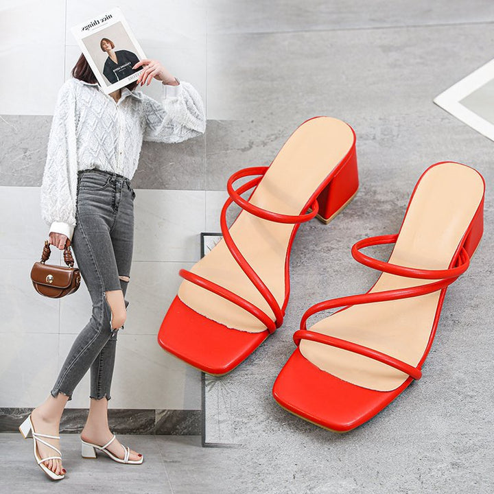 Damen Lounge Sandalen mit elegantem Blockabsatz W&W Mode