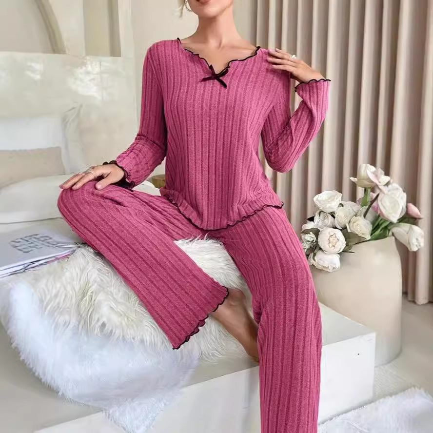 Damen Schlafanzug im eleganten Rippdesign WW