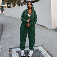 Damen Relaxed-Fit Sweat-Set mit Kapuze und weiten Hosen WW