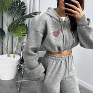 Damen Sportliches Crop-Top und weite Hose Set WW