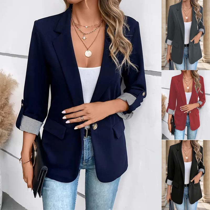 Damen eleganter Blazer mit kontrastierenden Ärmelaufschlägen WW