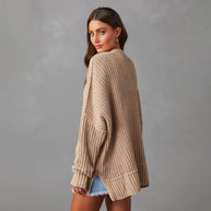 Damen Relaxed Strickjacke mit Taschen und offener Front WW