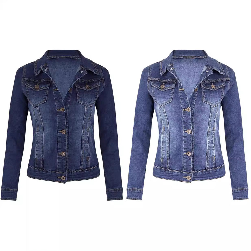 Damen taillierte Jeansjacke im modernen Design mit elastischen Einsätzen WW