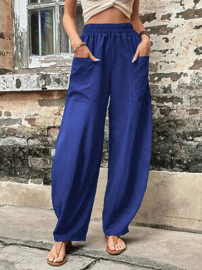 WW | Bequeme einfarbige Taschen Freizeit-Hosen