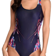 Damen sportlicher Einteiler Badeanzug mit stylischen Dessins und hohem Komfort WW