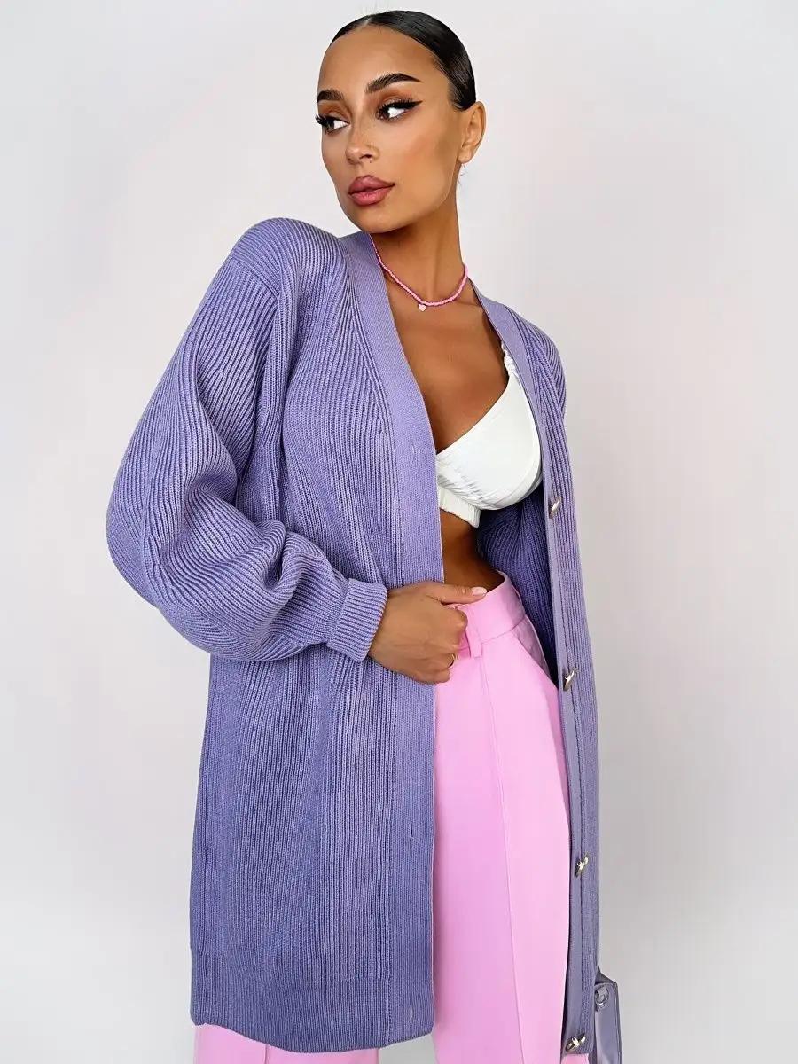 Damen Strickjacke mit Puffärmeln und Knopfdétails WW