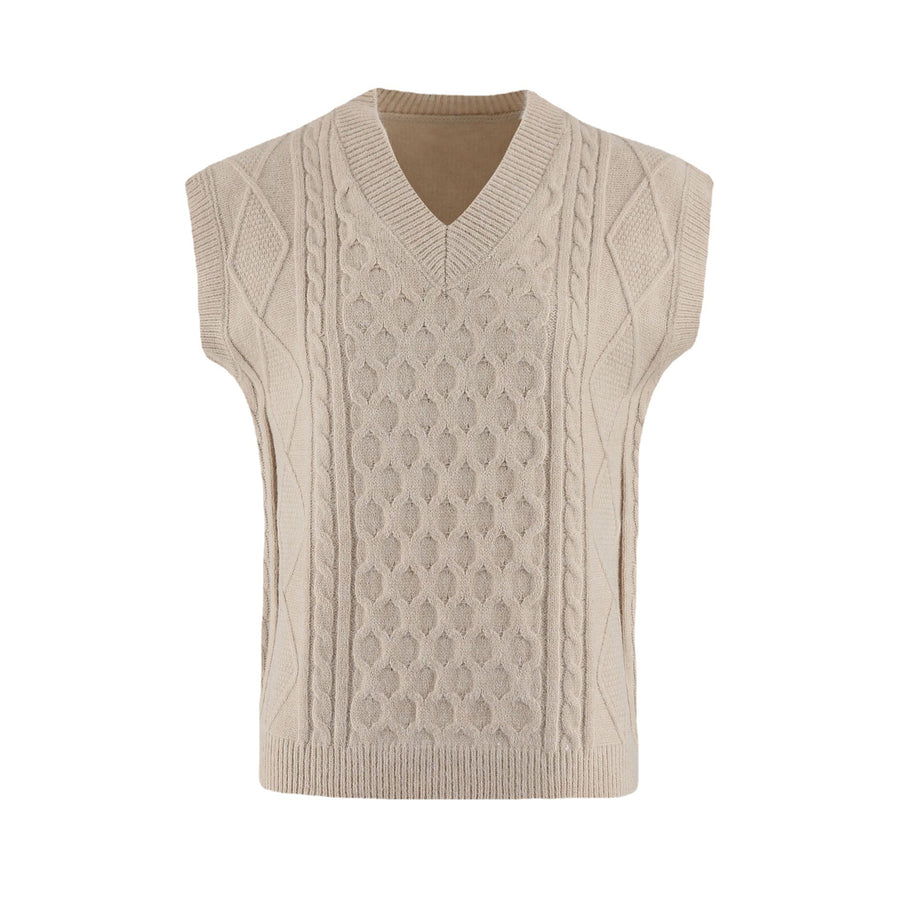 Damen Strickweste mit V-Ausschnitt und Kabelmuster WW