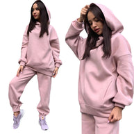 Damen Sportliches Hoodie- und Jogginghosen-Set im lässigen Design mit Kapuze WW