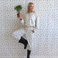 Damen Sportlicher Freizeitanzug mit floralem Muster und hohem Kragen WW