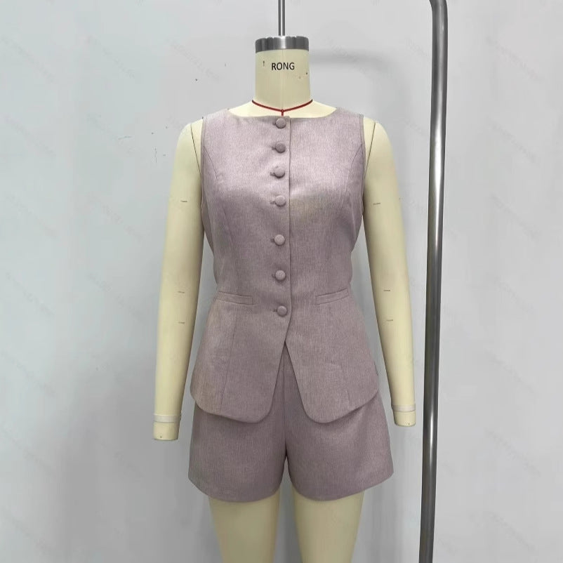 Damen elegantes Overall mit tailliertem Blazer und Shorts W&W Mode